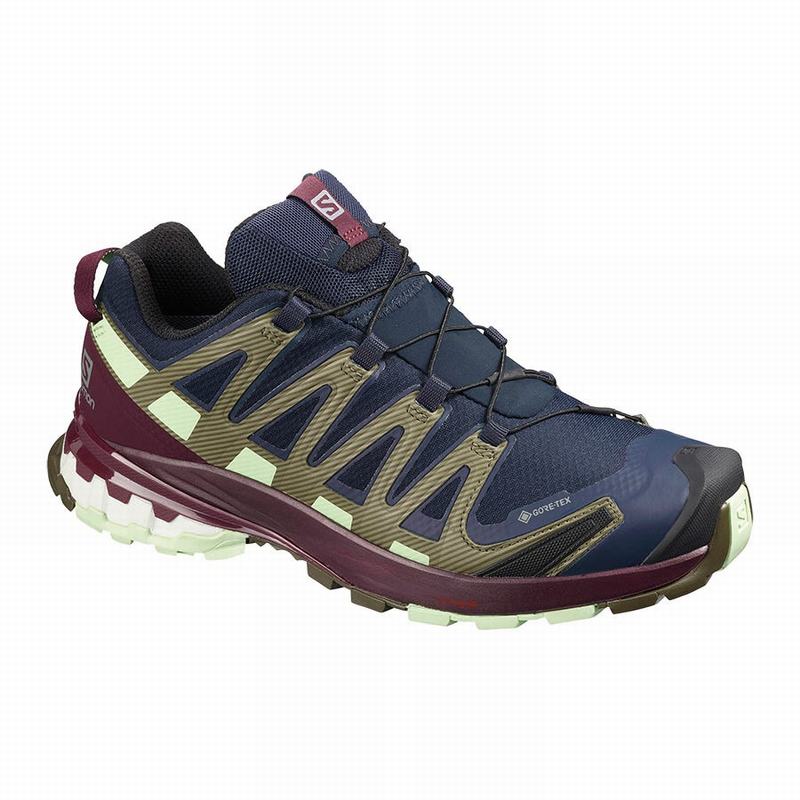 Buty Do Biegania W Terenie Damskie Salomon XA PRO 3D V8 GORE-TEX - Granatowe / Bordowe - Polska (014